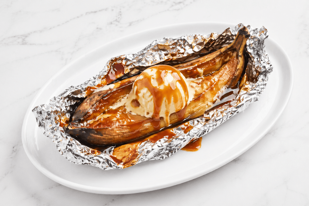 pieczony banan karmel miso
