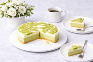 sernik matcha z białą czekoladą bez pieczenia