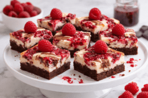 sernikobrownie z malinami