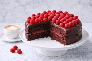 tort czekoladowy z malinami