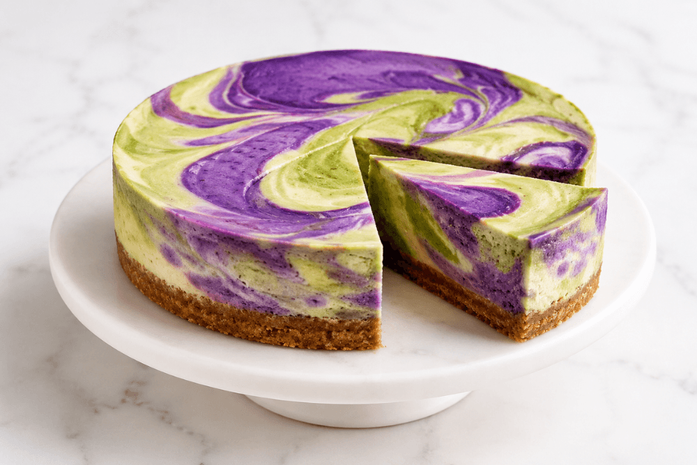 Sernik matcha z ube