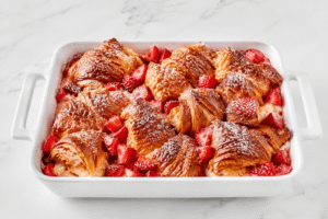 zapiekane croissanty z truskawkami